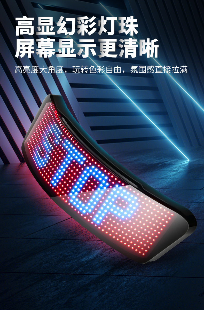 Led Helmet Display Screen App Connects to Mobile Phone to Customize Text, Sensing and Lighting for Motorcycle Riding Accessories