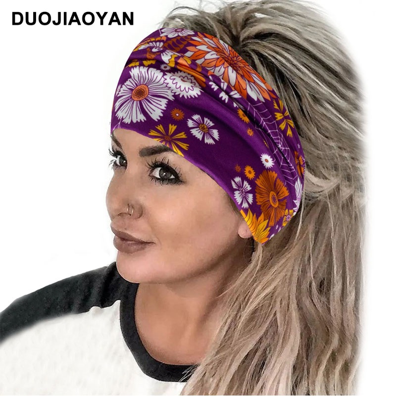 Halloween Printed Headband With Spooky Pumpkin Pattern Design_voghion.com