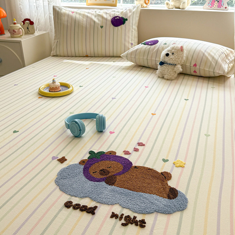 Cartoon Embroidered Thickened Brushed Cotton Bed Sheet 100% Pure Cotton Duvet Cover Double Dormitory Bed Cover Three-Piece Set Cartoon Embroidered Thickened Brushed Cotton Bed Sheet 100% Pure Cotton Duvet Cover Double Dormitory Bed Cover Three-Piece Set
