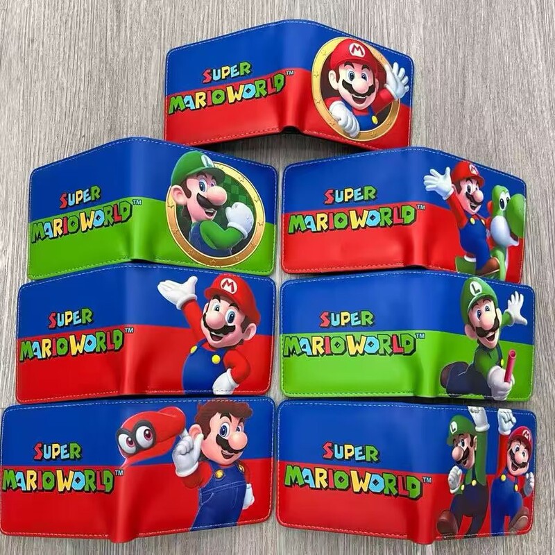 New super Mary short wallet Super Mario student unisex PU leather snap wallet wallet