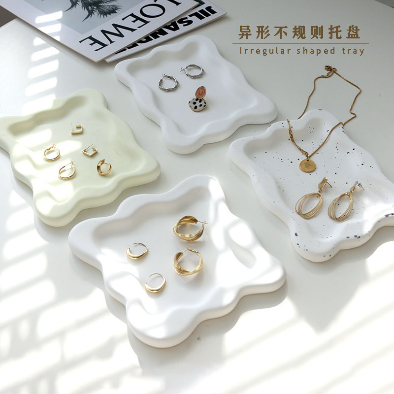 Plaster tray storage tray ins photography props shooting ornaments Jewelry necklace ring jewelry photography background