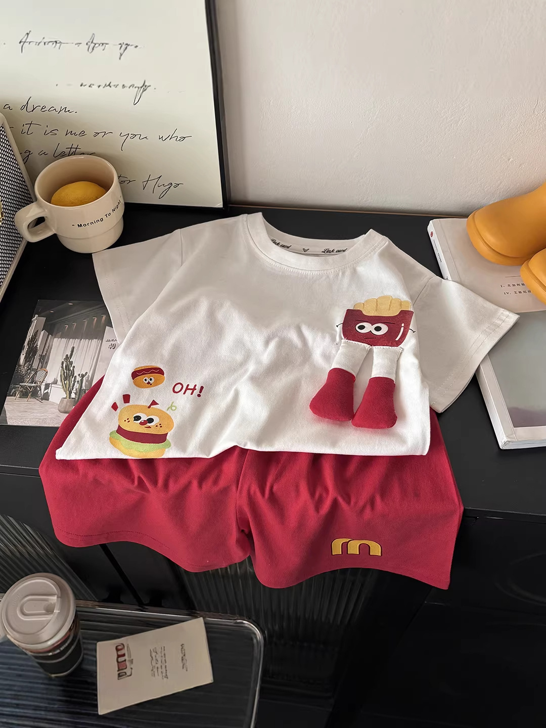 Muñeca infantil algodón para niños patrón tridimensional ropa de verano suelta pantalones cortos antibacterianos para bebés ropa A