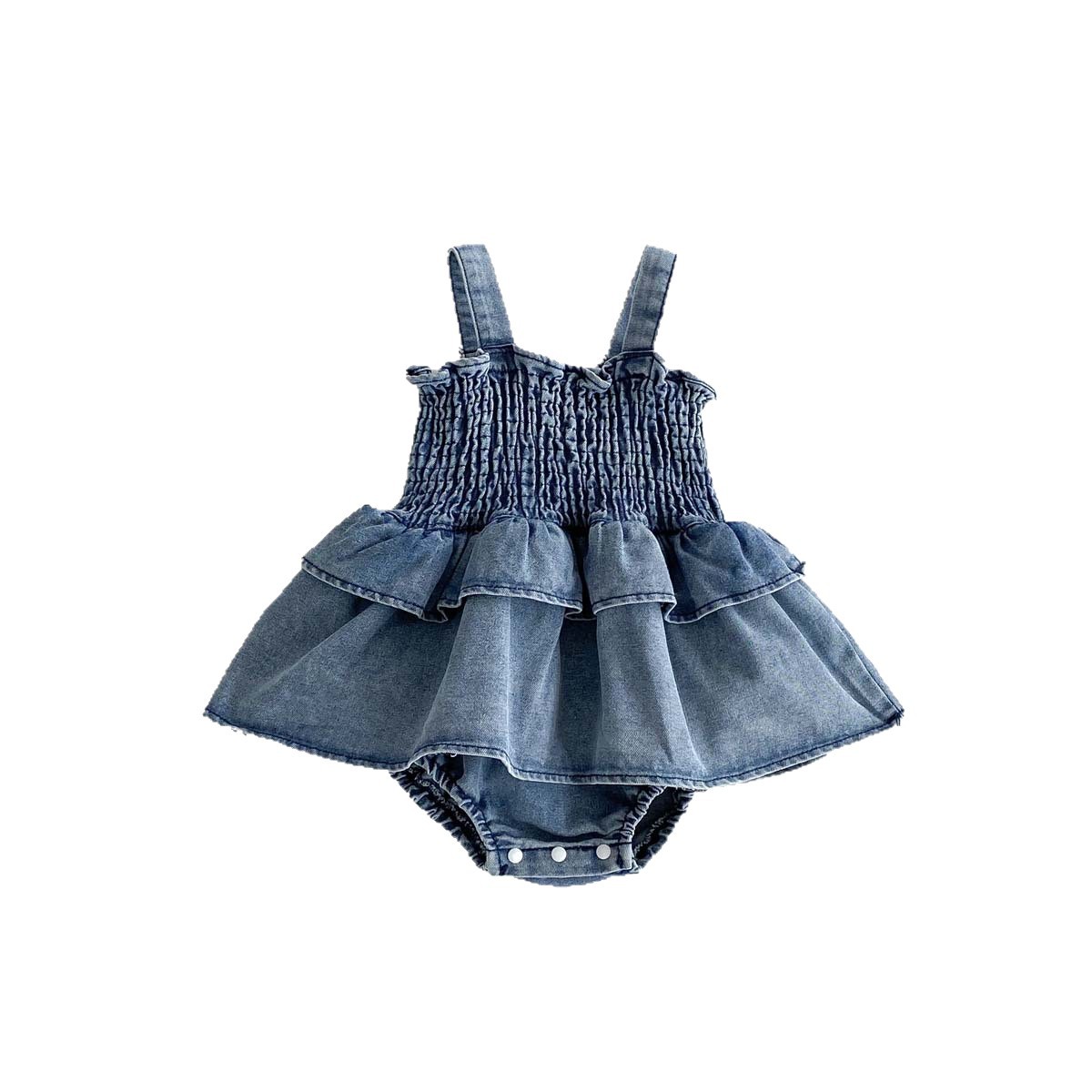 2025新型国境を越えた乳幼児の夏のファッション的な甘いデニムのストラップ