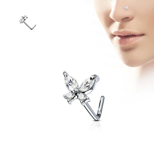 Fashionable Stainless Steel L-Shape AAA Zircon Nose Studs & Nose Rings – Titanium Steel Piercing Jewelry, Wholesale from Manufacturer