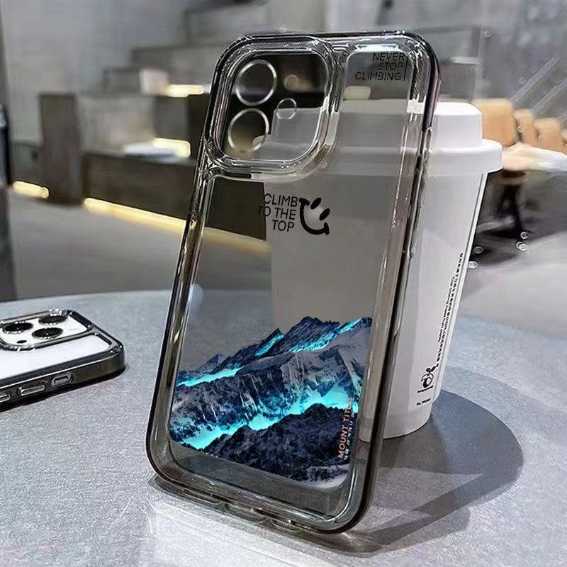 Funda para teléfono Blue Mountains compatible con Apple 17 Pro Max, a prueba de golpes, transparente para iPhone 16, estilo europeo y americano para 15, cobertura total para 14, 13