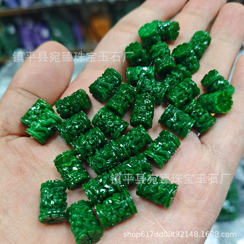 New Style Anti-Green Jadeite Carved Tube Beads Wholesale Jade Tube Beads DIY Accessories Lulutong Jade Beads