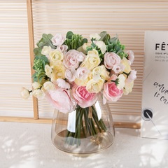 陸蓮植毛葉花束仿真花廠家家居裝飾婚慶手捧花路引牆假花DY1-2024