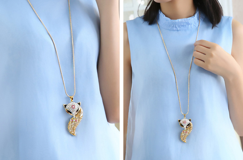 Korean version of the long fashion trendy fox creative sweater chain accessories