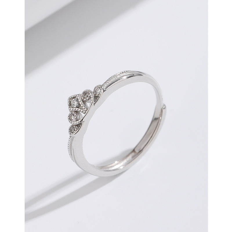 2023 nuevo Anillo de dedo índice de lujo anillo de sentido alto Anillo de corona pequeña hembra abierta 925 plata esterlina diseño de nicho