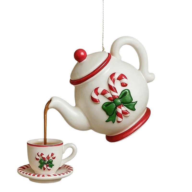 Christmas Teapot Ornament跨境茶壶圣诞节装饰品圣诞树装饰挂饰|undefined