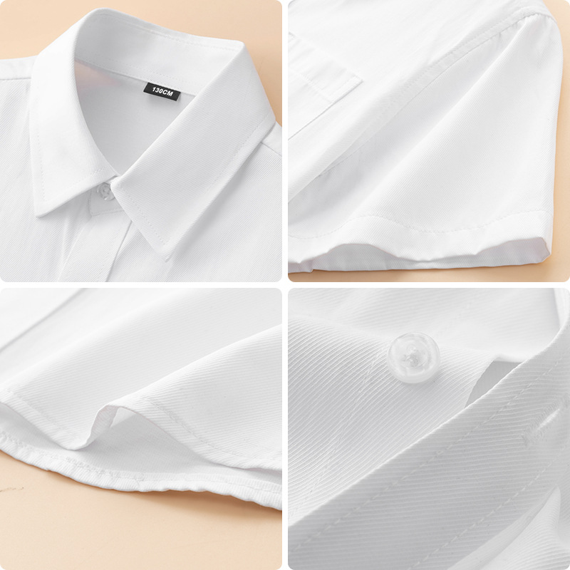 Camisas para niños de manga corta, camisas blancas de verano para niños y niñas