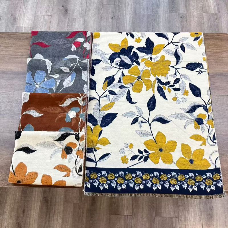 她信跨境秋冬植物印花佩斯纹利花朵图案ins风设计感围巾scarves|undefined