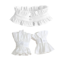 法式温柔百褶单领荷叶边立领衬衫装饰假领子手袖套装秋冬叠穿护颈