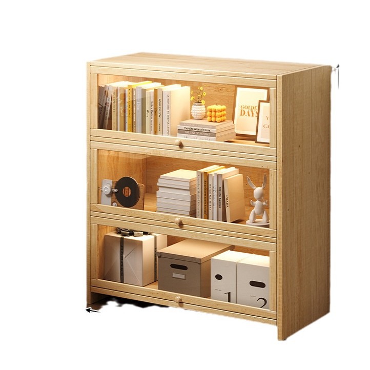 Librería de madera maciza combinada librería modular armario de almacenamiento integrado contra la pared almacenar armario bajo piso de exhibición estante