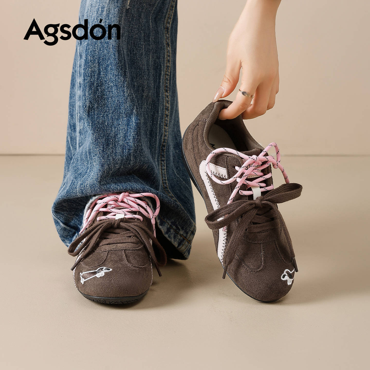 Augu Shi Deng retro zapatos de entrenamiento de mujeres 2025 nuevo invierno suela gruesa alta color curry gran hermoso zapatillas de ballet