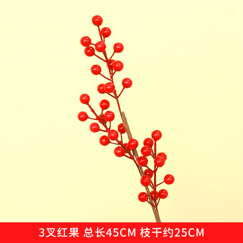hollyberry artificial flower artificial flowers chinese hawthorn fortune fruit lunar new year flower new year home furnishings red berry artificial holly