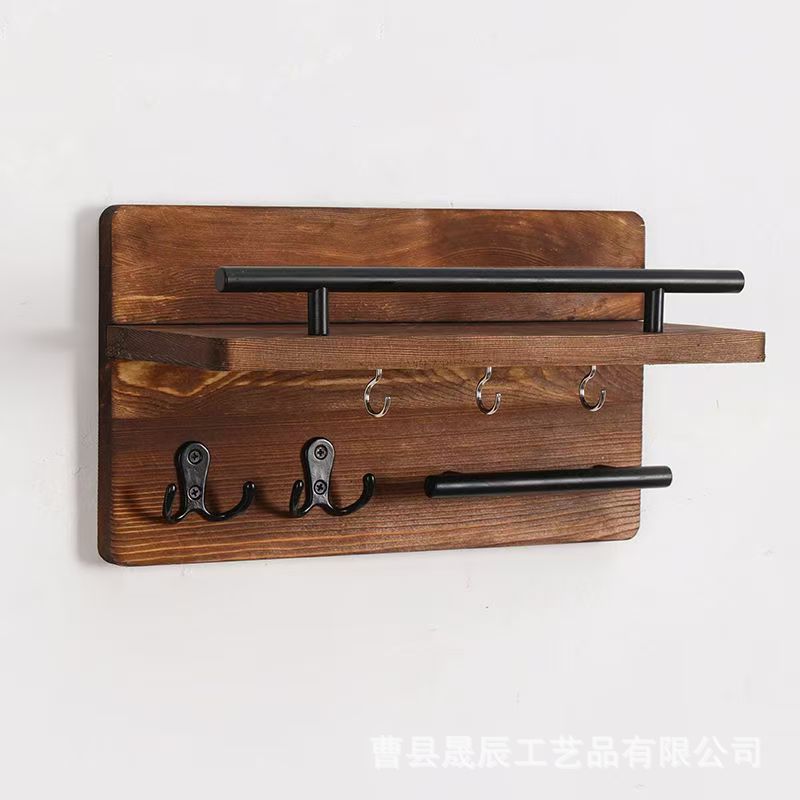 Estante de pared del baño, entrada a la puerta, gancho para ropa, bolsa trasera de la puerta, soporte de almacenamiento para ropa y sombreros, soporte para correo de sobres de pared