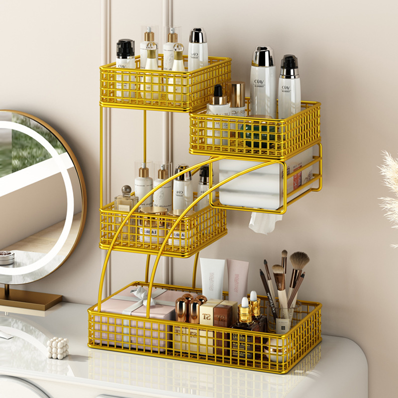 Cosmetics Storage Box, Dressing Table Storage Rack, Bathroom Sink, Bathroom Desktop Lipstick and Skin Care Product Storage Rack