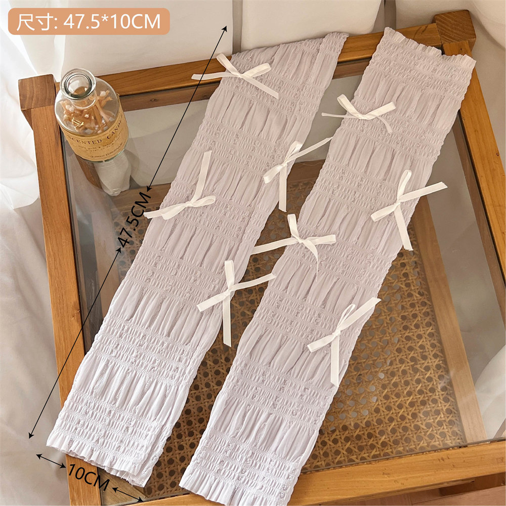 Funda de protección solar de seda de hielo de verano, manga de protección del corazón de niña de estilo de ballet salvaje, lazo, funda de brazo de ciclismo transpirable al por mayor