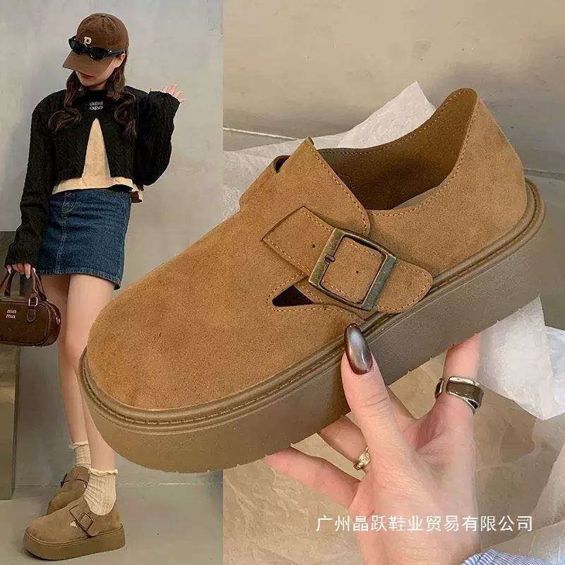 Женские туфли Birkenstock 2025 весна-осень новые на толстой подошве платформенные слипоны универсальные туфли Birkenstock