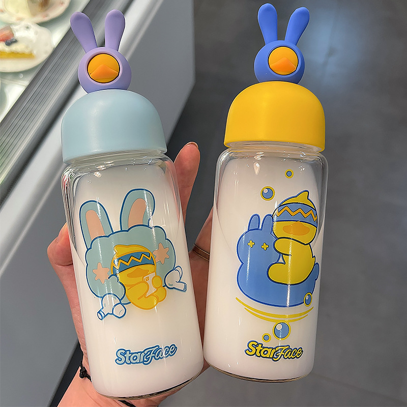 Fashion Rabbit Duck Cute Portable Glass Water Cup Wholesale display picture 17