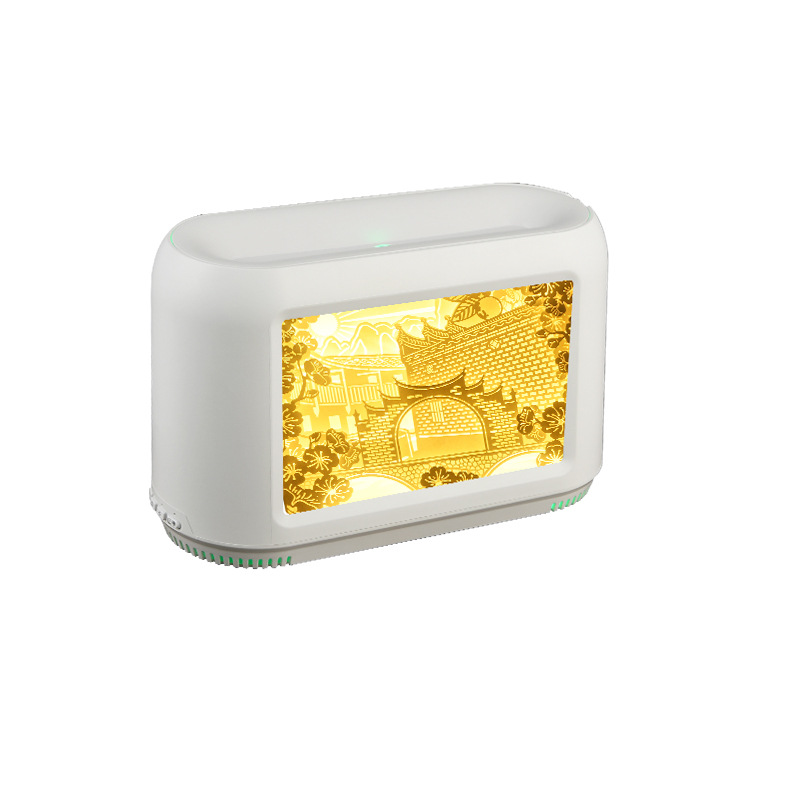 Elegant Paper Carving Humidifier With Aromatherapy & LED Light, Large Mist Output, Quiet Operation For Bedroom, Office, Home Decor_voghion.com