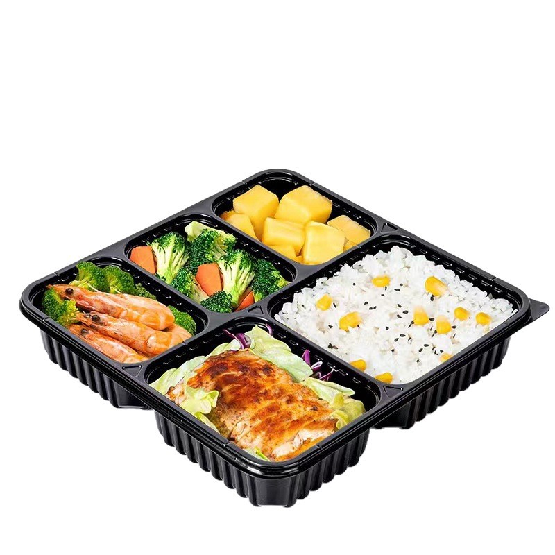 Cajas de almuerzo desechables Gepai con tres, cuatro y cinco compartimentos, cajas para comida rápida, cajas para llevar con múltiples compartimentos, cajas bento al por mayor.