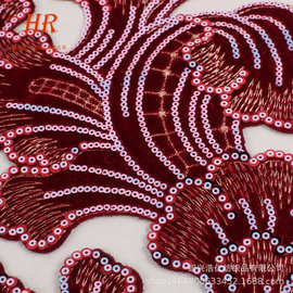 厂家直供礼服3mm亮片服装桌布布料珠片绣品网纱蕾丝花片绣花面料