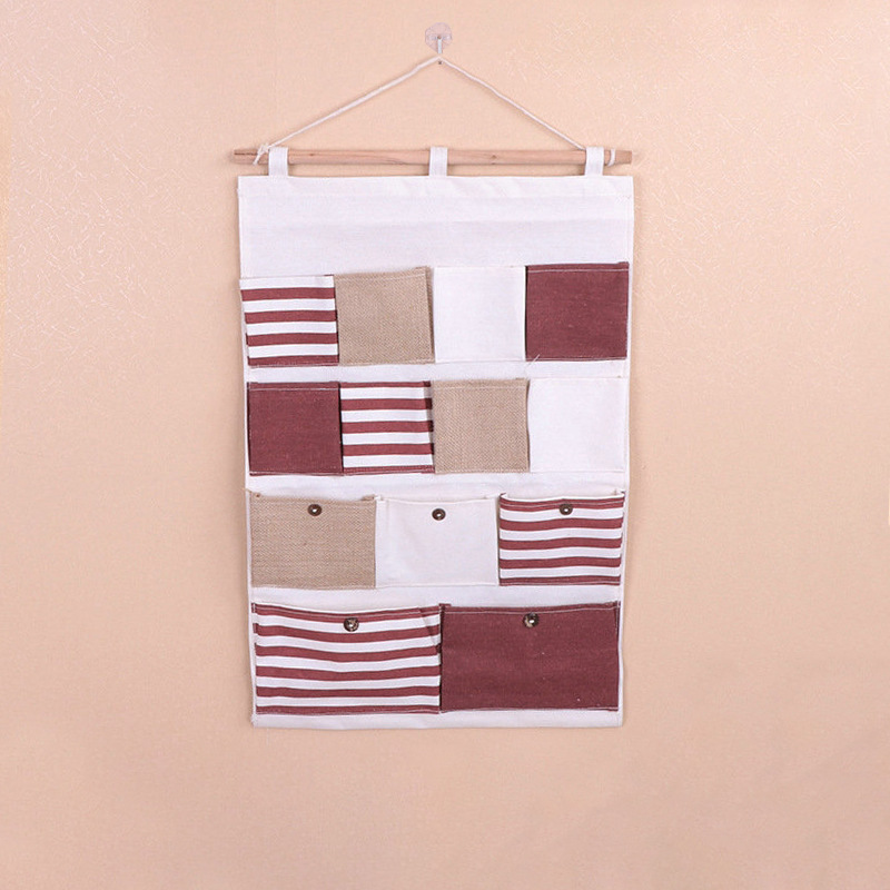 Venta al por mayor zakka bolsa colgante de almacenamiento de artículos diversos del hogar dormitorio bolsa de almacenamiento de artículos diversos multi-Bolsillo colgando bolsa de almacenamiento de la puerta