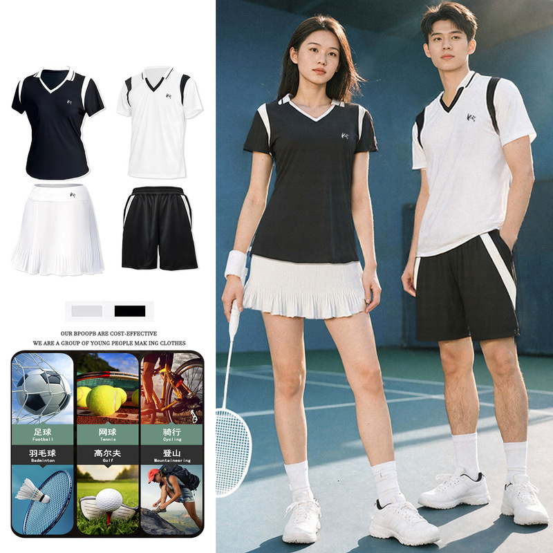 Ice-Quick-Dry Badminton Sportswear Set Polo Shirt and Shorts College Style Unisex Tennis Golf Outfit