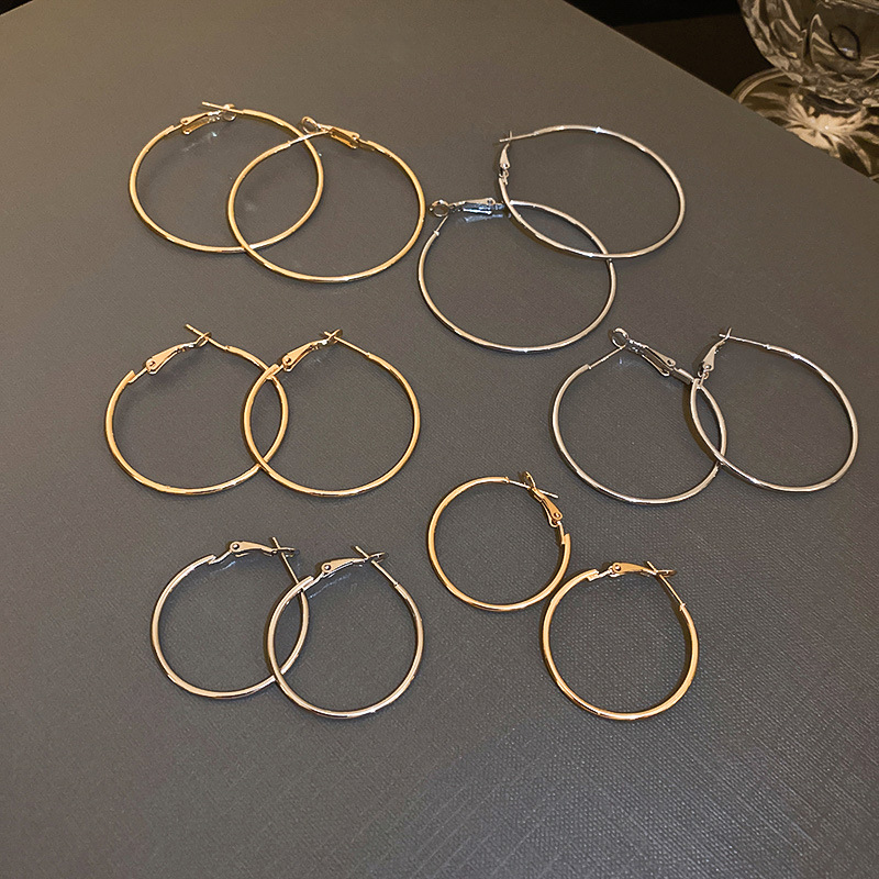 Circle Pattern 1 Pair Simple Style Circle Alloy Women's Hoop Earrings