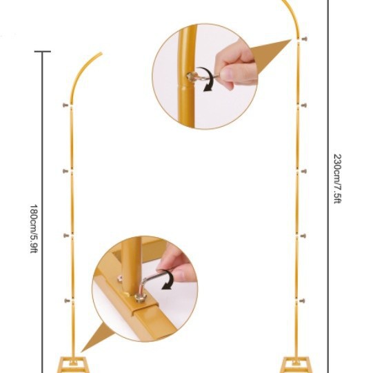 Accesorios de boda transfronterizos Soporte de arco de hierro forjado Fondo de escenario Marco de flores decorativo Arco de boda Marco de hierro cuadrado dorado