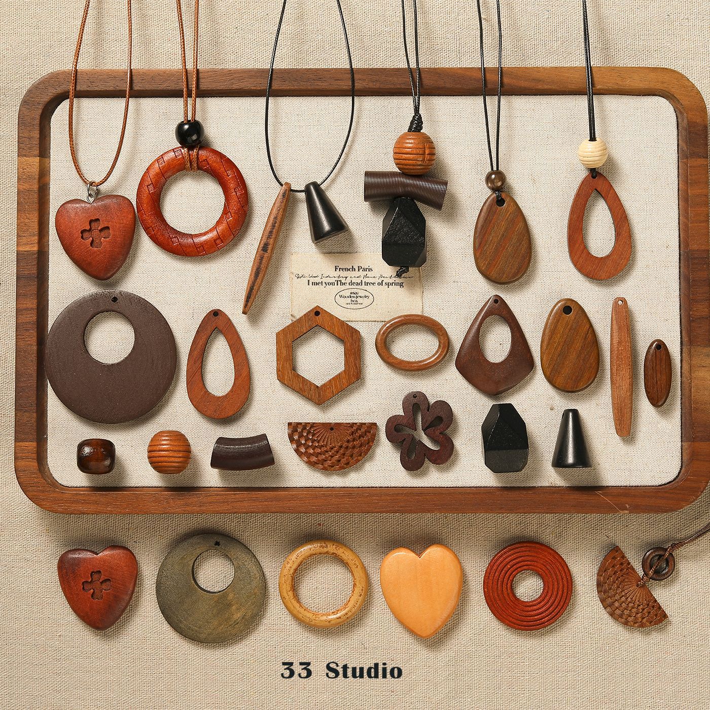 Fashionable geometric wooden pendant