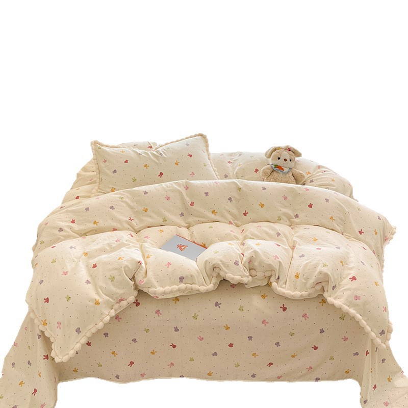 Jogo de roupa de cama em algodão com fronhas e lençol_voghion.com