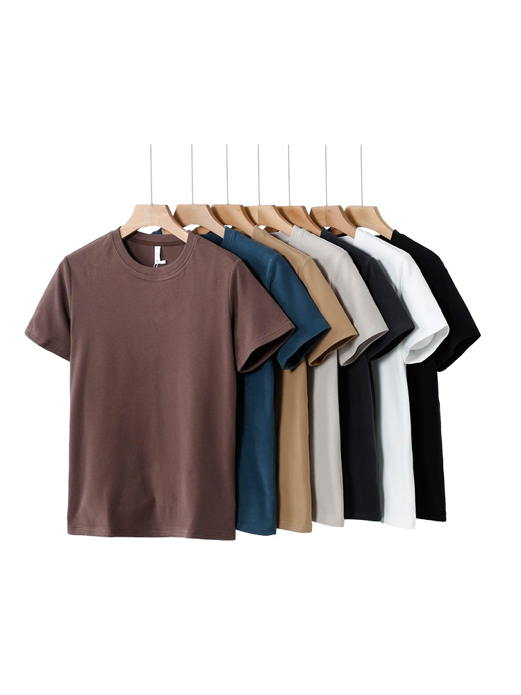Lujo ligero de lujo alto sentido primavera y otoño de manga corta de cuello redondo adolescente de tern bajo camisa de fondo de hombre blusa de color sólido hombre