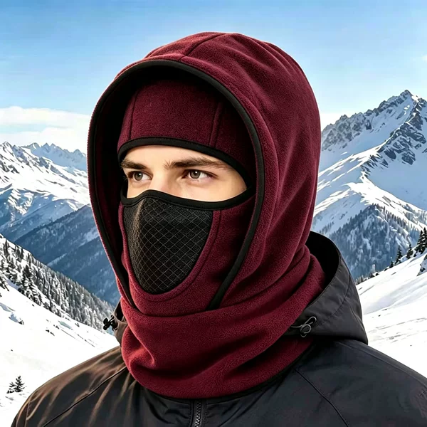 Balak double-layer mesh breathable hooded hat, suitable for both men and women, for autumn and winter, a combined hat, neck warmer, and face mask, ideal for cycling