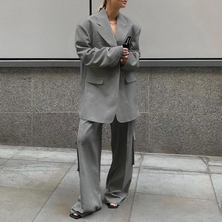 2025 New High-end Elegant Commuter Suit suit Women's Laps Long-sleeved Jacket Pocket Wide-leg Pants Two-piece Set 2025 New High-end Elegant Commuter Suit suit Women's Laps Long-sleeved Jacket Pocket Wide-leg Pants Two-piece Set