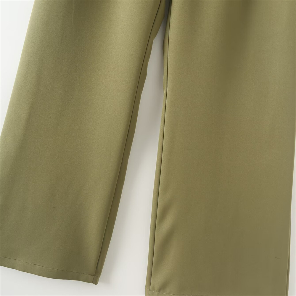 GraceChic Cross-Border Source PB&ZA Women's Clothing 2024 Autumn Winter New Solid Color Commuter Suit Set Casual Wide-Leg Pants_voghion.com