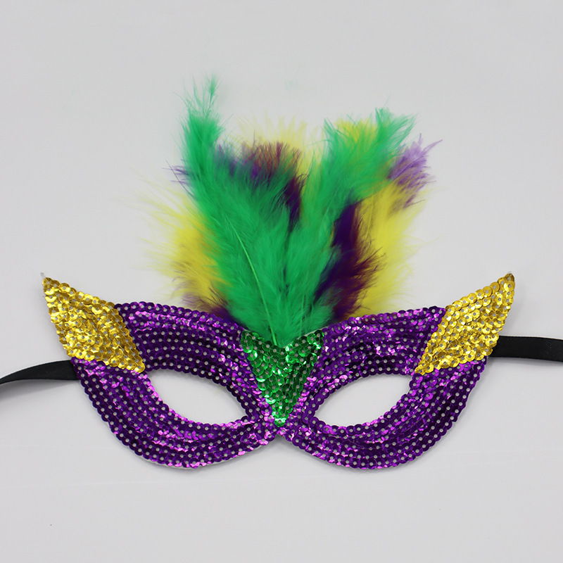 Carnaval europeo y americano Mardi Gras máscaras doradas morada-verde - sequela máscaras de fiesta bar transfronterizas