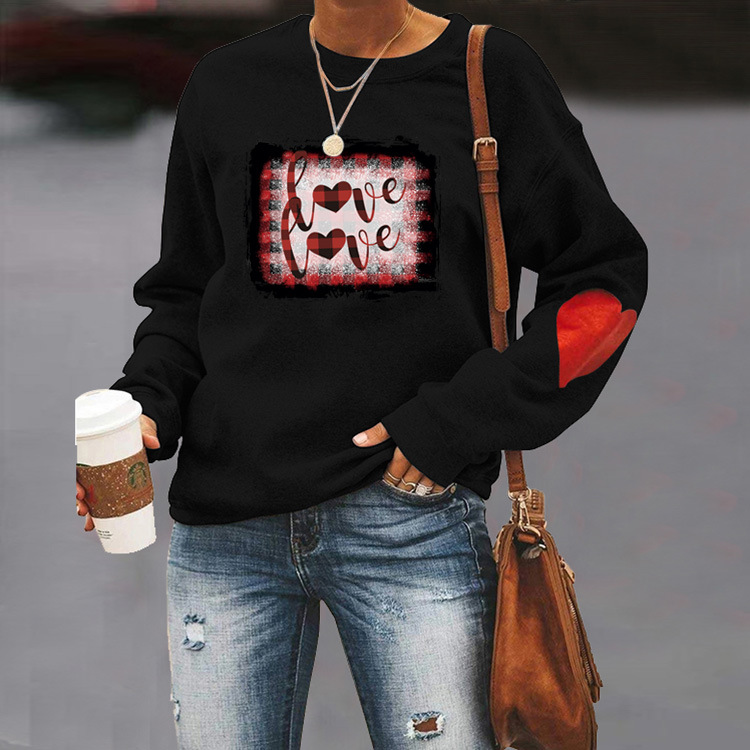 Women's Hoodies Long Sleeve Rib-knit Casual Letter Heart Shape display picture 5