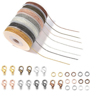 Cross-border Amazon Flat Press O Chain Color Preservation Electroplated Cross Chain Side Chain DIY Clavicle Chain Bracelet Wholesale