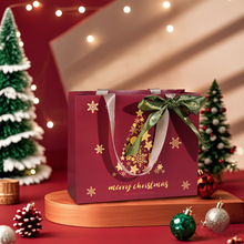 现货圣诞礼品袋批发定制手提幼儿园苹果礼袋节日糖果手提袋定做