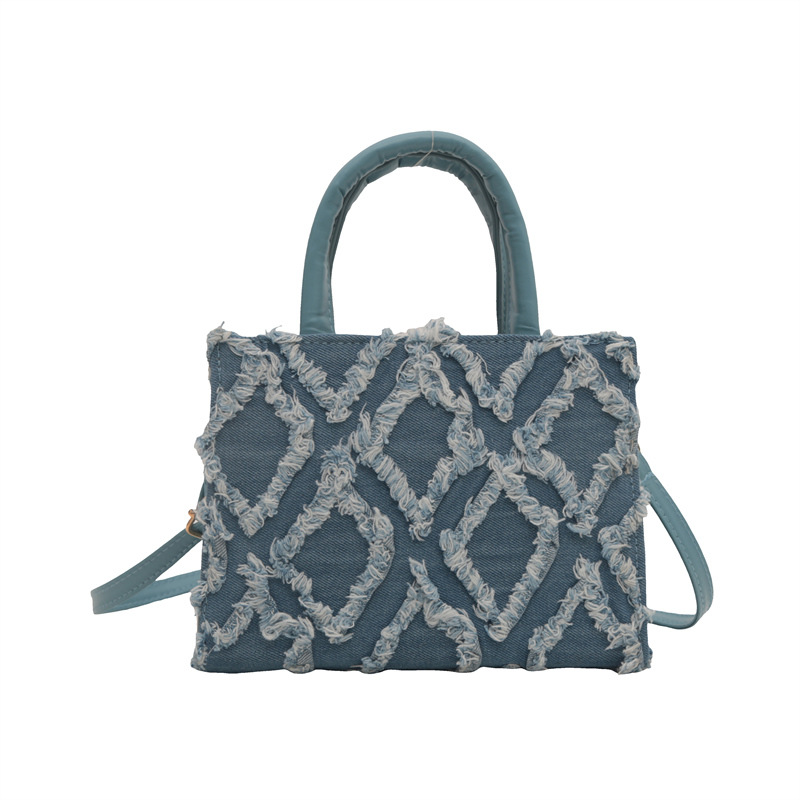 2024 nuevo estilo simple de moda de transporte de gran capacidad de tela de Oxford de diamante de verano bolso de hombro pequeño bolso de mujer