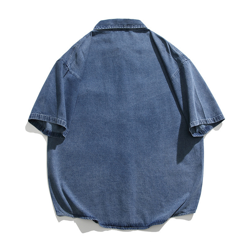 Camisas de vaqueros de manga corta para hombres de verano de moda americana de estilo de vestir suelto de estilo perezoso pareja de hombre chaqueta de media manga