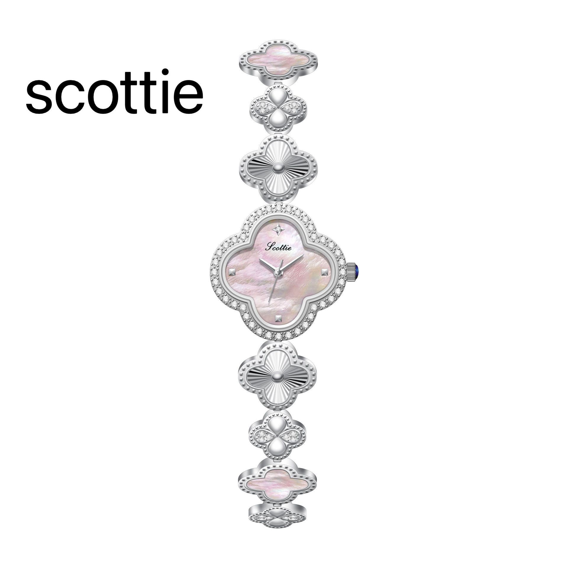 Pink and white bracelet women's watch