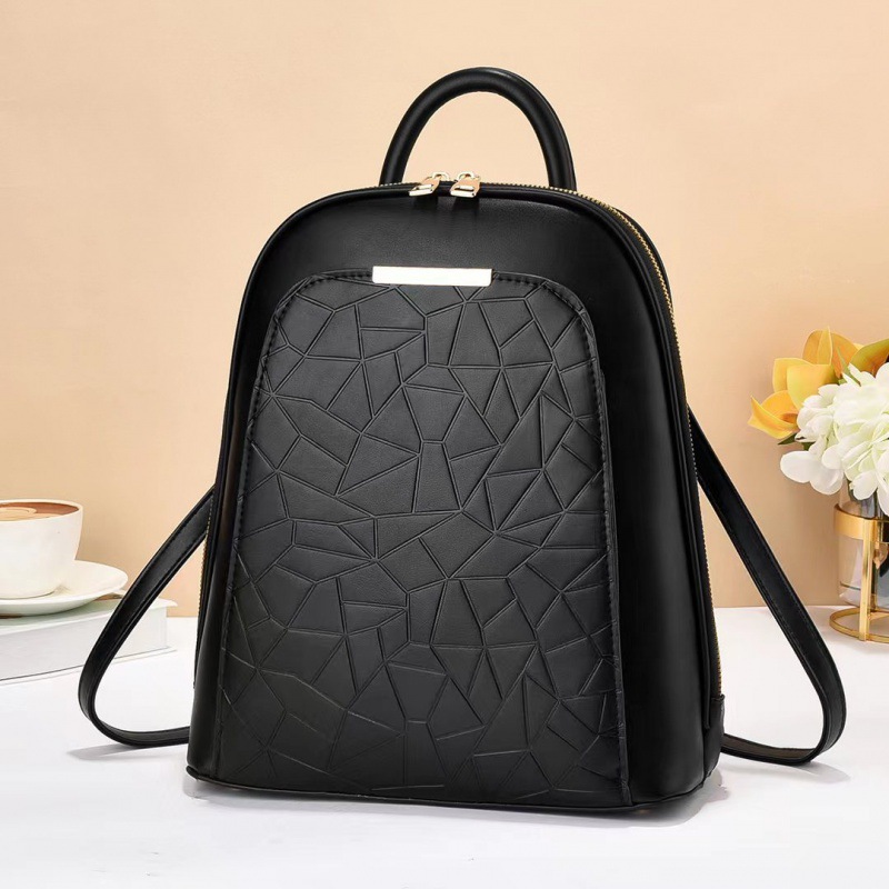 Bolso de Mujer Estilo Coreano de Taizhou, Bolso de Color Sólido con Relieve, Bolso de Hombro, Mochila de Doble Hombro, Bolso Escolar de Moda a Cuadros, Fabricante