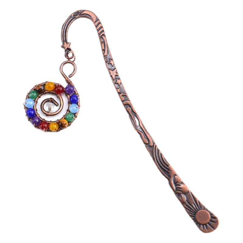 Retro personalizado nuevo hecho a mano con cuentas de colores Concha vida árbol marcador colorido cristal en forma de concha marcador BM05