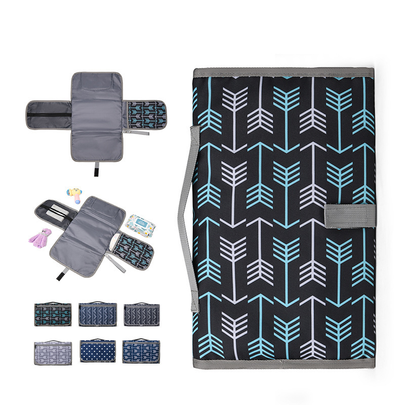 Baby portable diaper bag diaper pad cross-border generation Baby Mom portable diaper changing three-fold storage bag