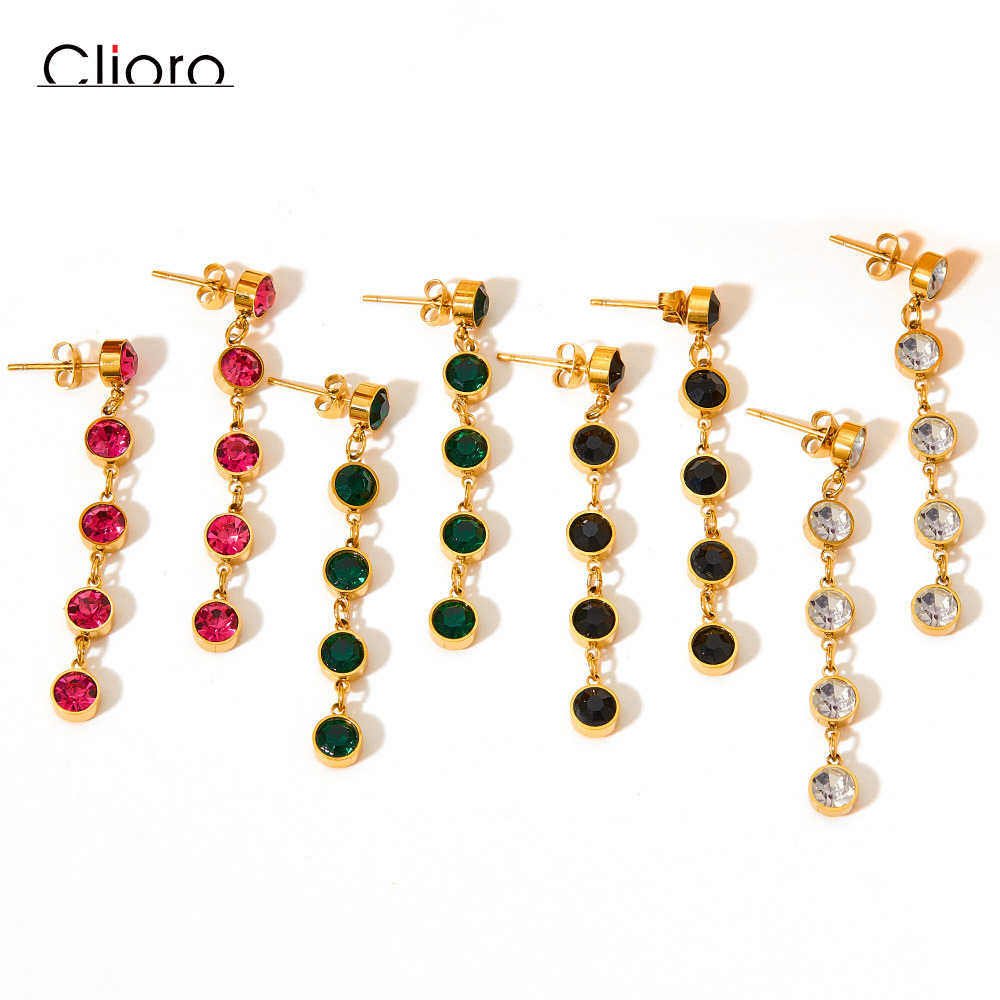 8g Weight 0.03µm-0.05µm Gold Plating Thickness PVD Coated Gold Plating Process PVD Coated Real Gold Plated Round Stainless Steel British Style Waterproof Non Tarnish Drop Earrings
