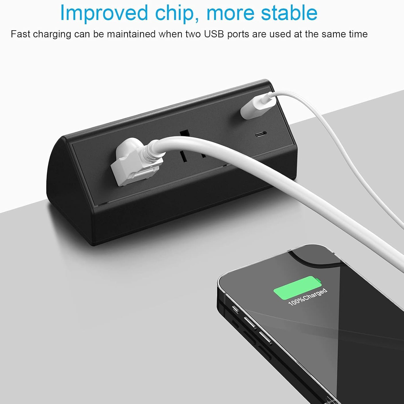 Clip de escritorio con enchufe de alimentación a prueba de sobretensiones, enchufe de socket estándar de EE.UU., enchufe de oficina, placa de alimentación PD20W image 3